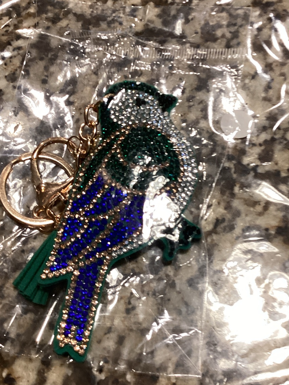 Polo by Ralph Lauren Green and Blue Crystal Parrot Keychain